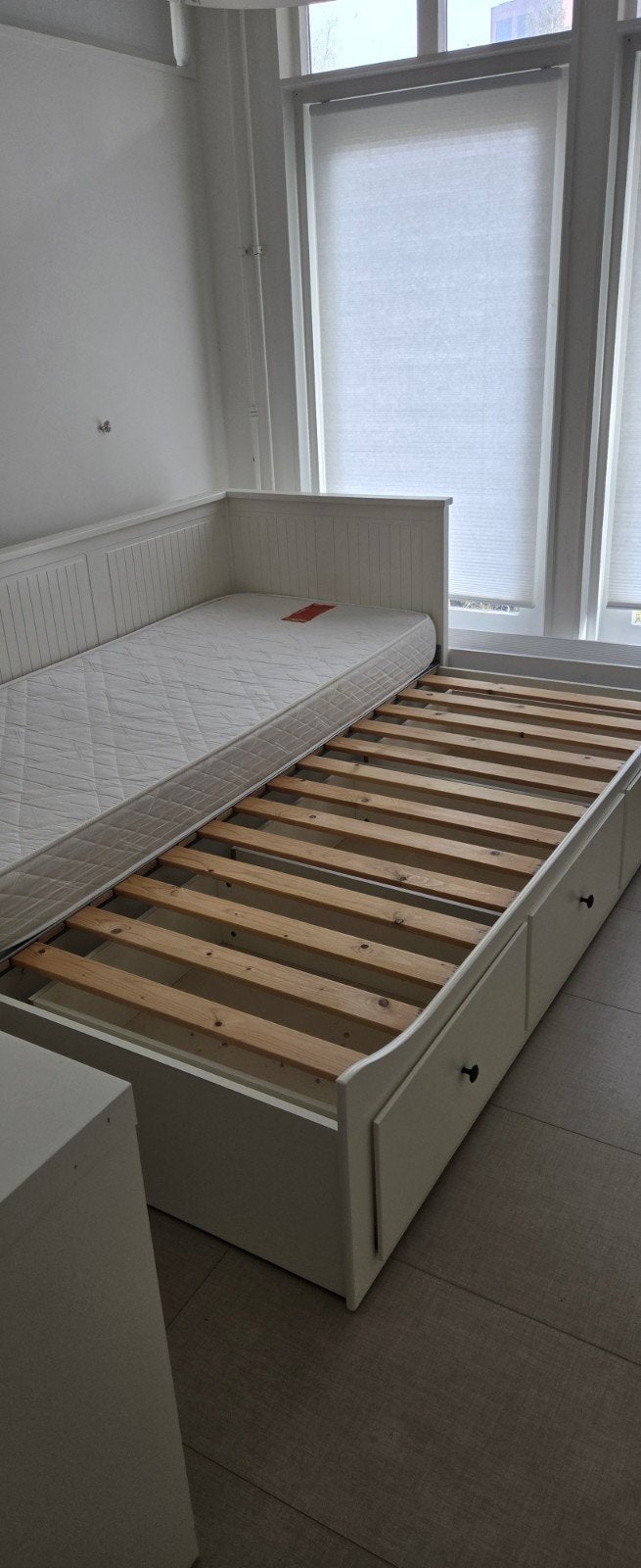 IKEA Hemnes bedbank met 2 matrassen en 3 lades, Wit, Tweepersoons, Ophalen of Verzenden, 80 cm