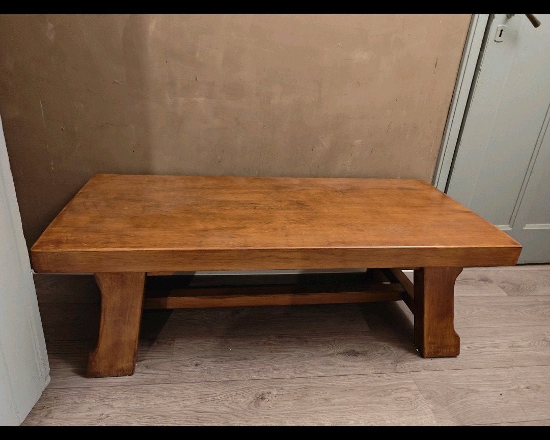 Massief eiken salontafel, Ophalen, 100 tot 150 cm, 50 tot 100 cm, Minder dan 50 cm