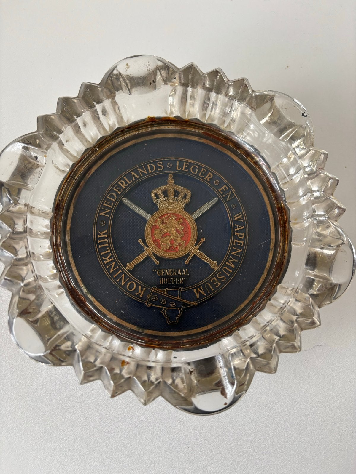 Vintage Glazen Asbak Koninklijk Nederlands Leger Museum, Ophalen of Verzenden