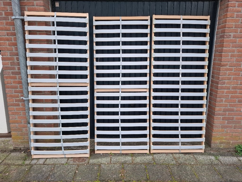 5 grijze houten IKEA Sultan Lodingen lattenbodems, 80 x 200, Ophalen, Gebruikt, Eenpersoons, 80 cm