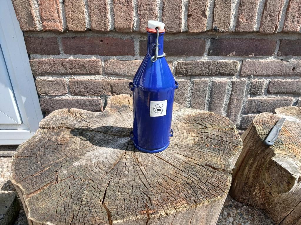 Vintage BK emaille veldfles - Blauw, in perfecte staat, Antiek en Kunst, Verzenden