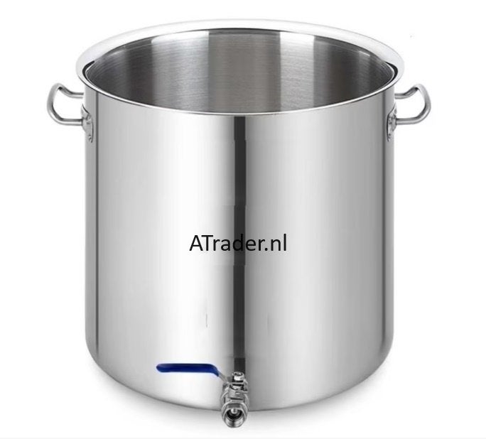 Soeppan Kookpan Brouwpan 71 liter + Deksel aftapkraan RVS, Nieuw, Ophalen of Verzenden, Met handvatten, Rvs