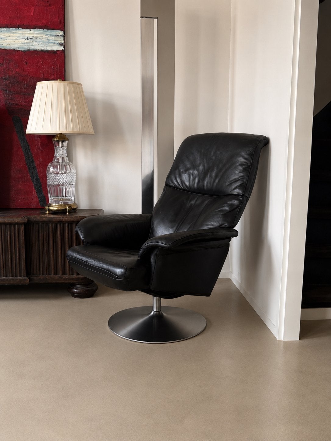 Anderson Sweden Design Fauteuil Echt Leer Verstelbaar, Ophalen, Modern, minimalistisch, mid century, space age, 50 tot 75 cm, Leer