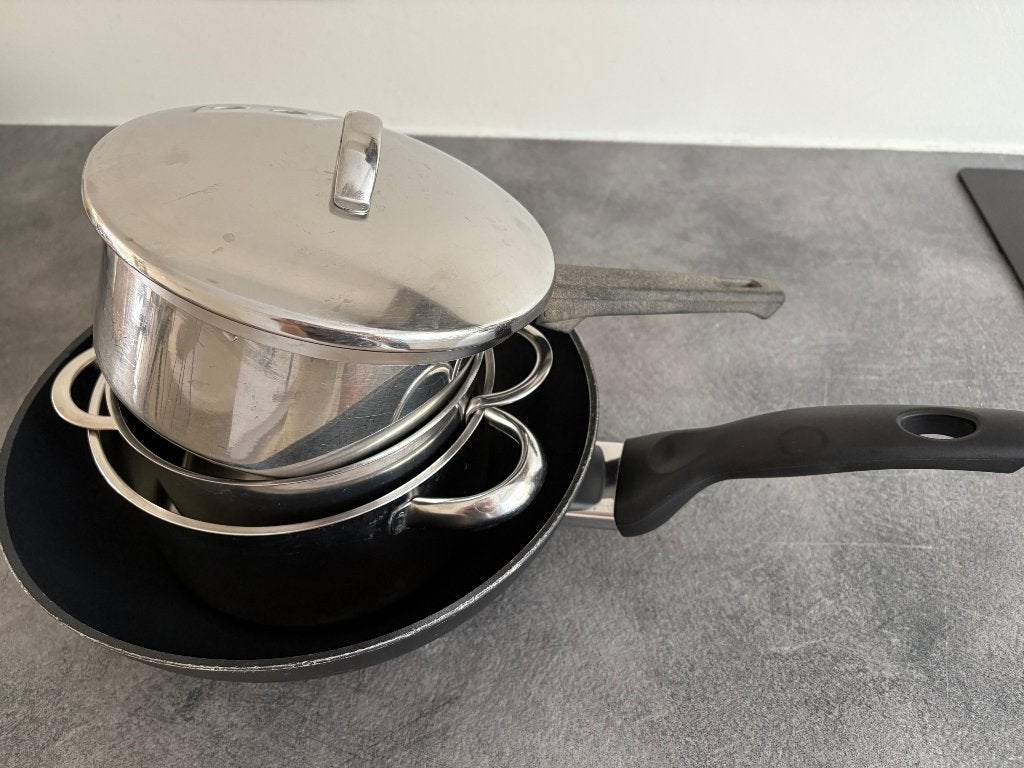 Diverse pannen, Huis en Inrichting, Keuken | Potten en Pannen, Ophalen, Gebruikt, Rvs, Pannenset