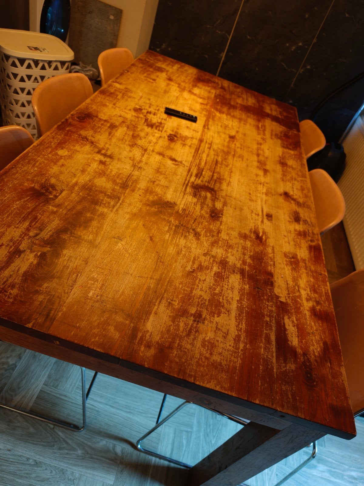 Robuuste houten eettafel, Gebruikt, 100 tot 150 cm, Industrieel, rustiek, 150 tot 200 cm