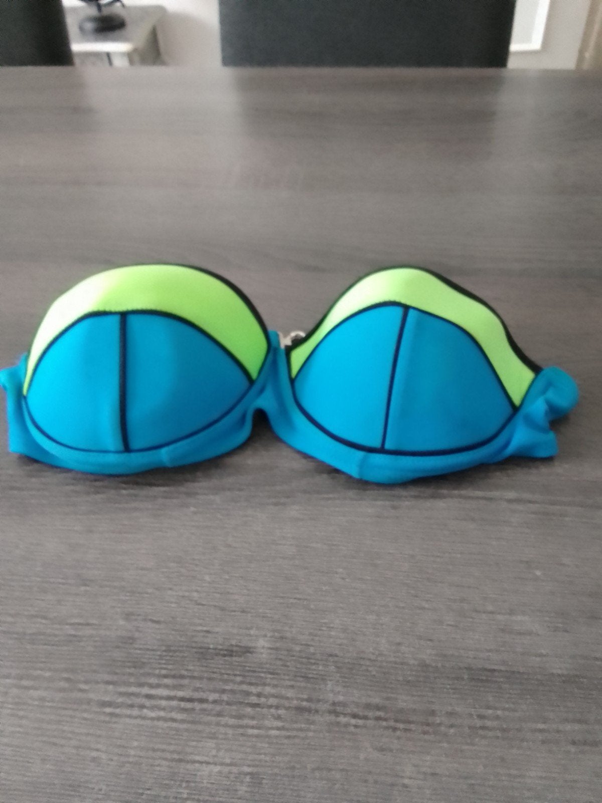 Bikini top - Blauw met neon geel, Ophalen, Blauw, Onbekend, Bikini