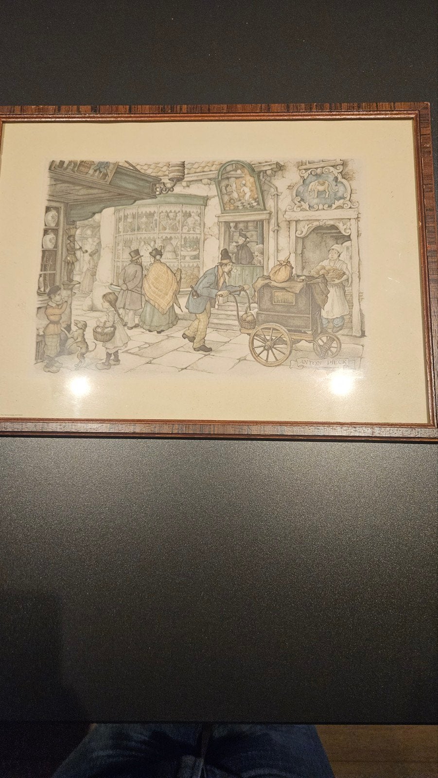 Anton Pieck Prent - Bakker met broodkar, Antiek en Kunst, Ophalen of Verzenden, Print, Print/reproductie, Gesigneerd