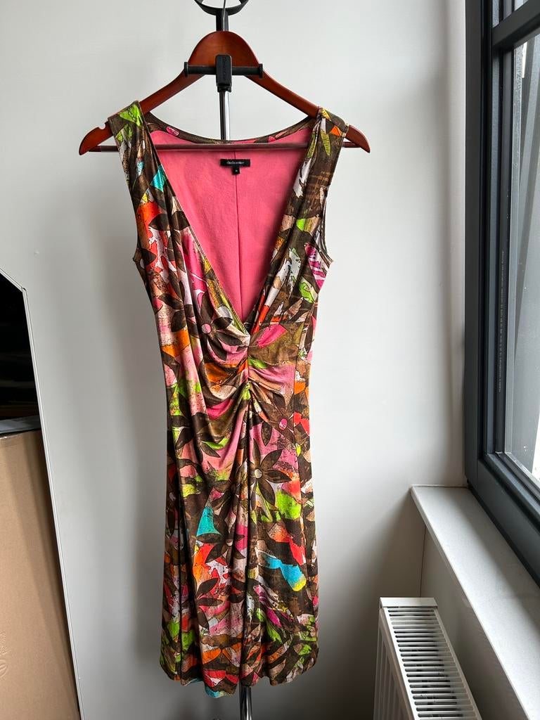 Claudia Strater overslag jurk maat 36 met bloemen, Ophalen of Verzenden, Zo goed als nieuw, Knielengte, Roze