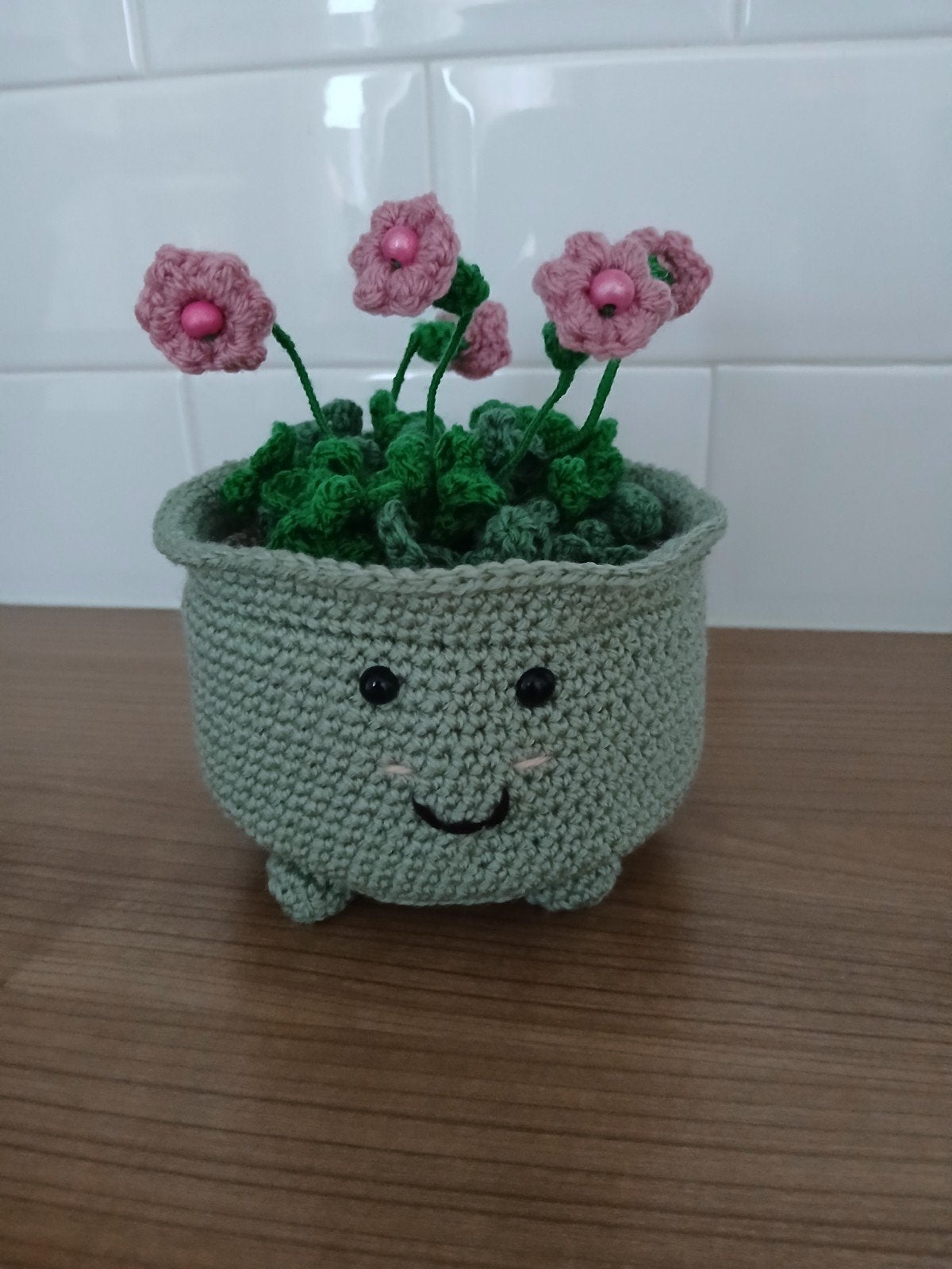Gehaakte bloempot met bloemen, Hobby en Vrije tijd, Overige Hobby en Vrije tijd, Ophalen of Verzenden, Nieuw
