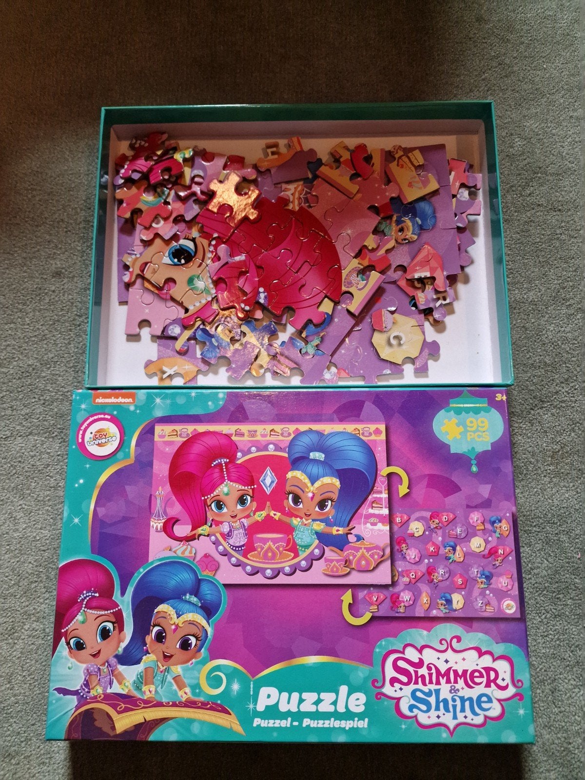 Shimmer & Shine puzzel - 99 stukjes, Ophalen of Verzenden, Meer dan 50 stukjes, Gebruikt, 2 tot 4 jaar