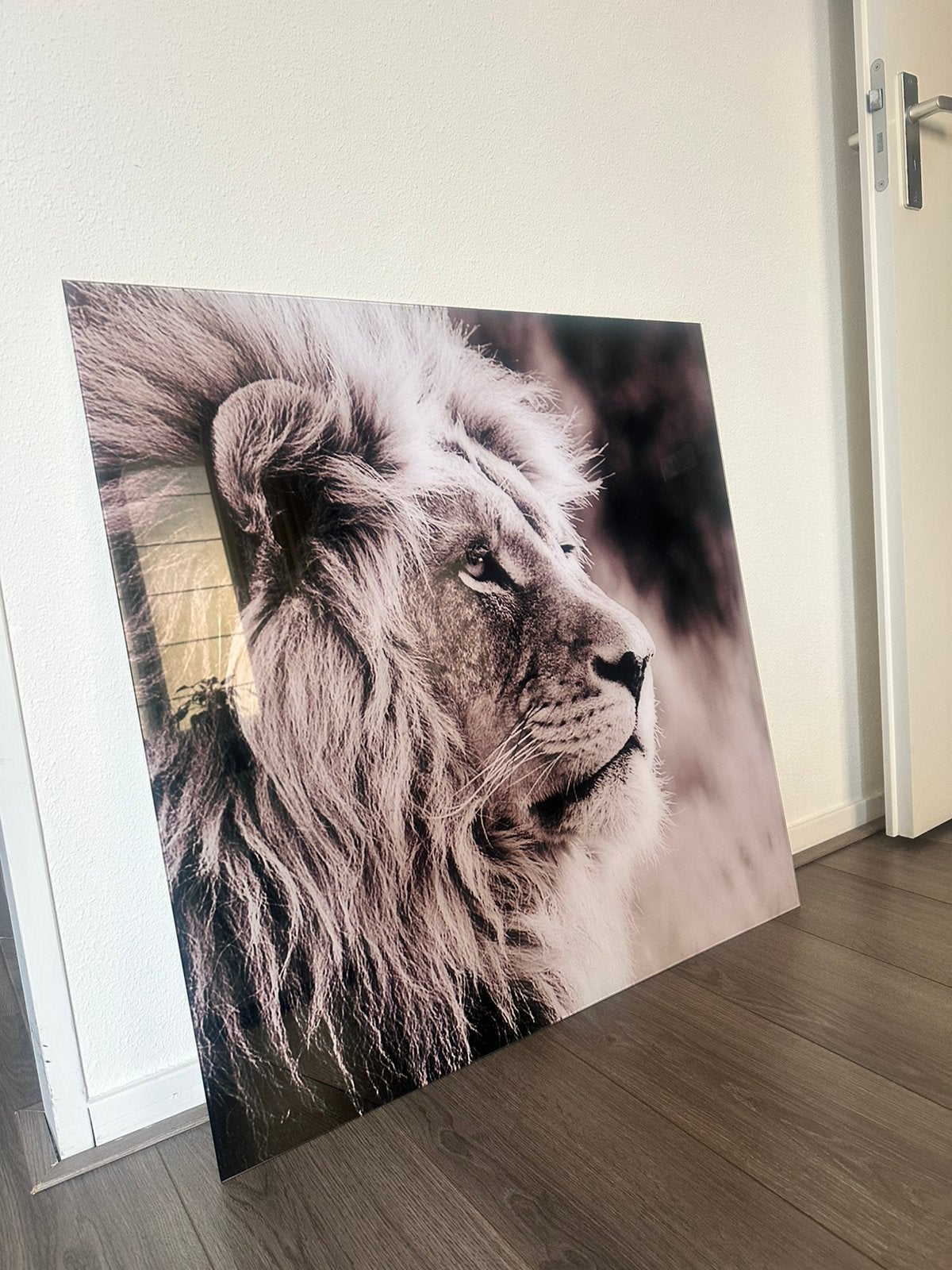Schilderij leeuwenkop, Ophalen of Verzenden, Zo goed als nieuw, Schilderij, 75 tot 100 cm