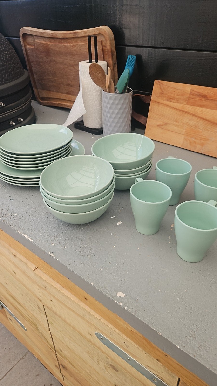 IKEA Servies: Borden, kommen en bekers (22-delig), Huis en Inrichting, Keuken | Servies, Gebruikt, Keramiek, IKEA, Ophalen of Verzenden