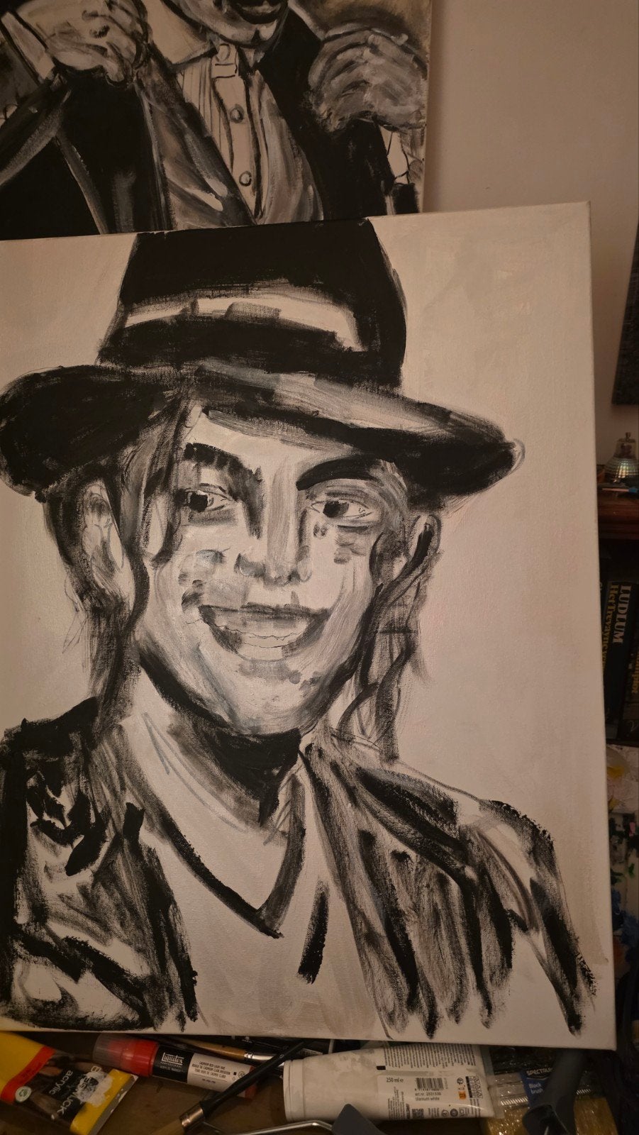 Tijdloze klasse in zwart-wit.
Een expressief portret vol, Ophalen of Verzenden
