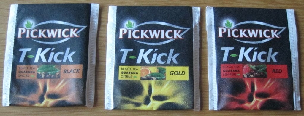 Setje van drie theezakjes van pickwick t-kick (open blad), Verzenden, Theezakje(s)