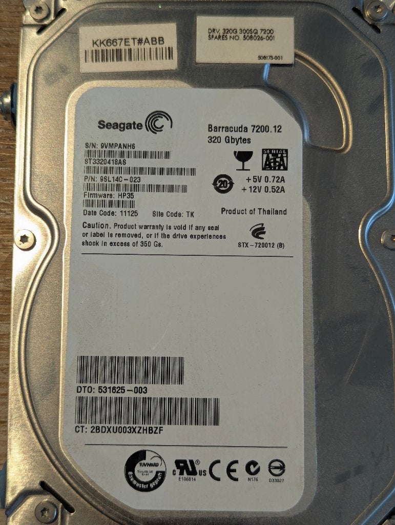 Seagate Barracuda 7200.12 320GB HDD ST3320418AS 9VMPANH6, Computers en Software, Harde schijven, Ophalen of Verzenden, Gebruikt