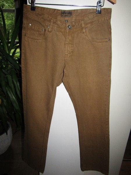 E1489 UNLOCKED mt W32 jeans cognac kaki army model Davy, Kleding | Heren, Unlocked, Overige kleuren, Verzenden, W32 (confectie 46) of kleiner