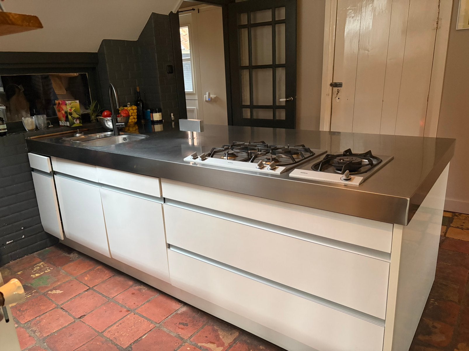 Siematic keuken eiland, Huis en Inrichting, Ophalen, Gebruikt, Wit, Staal of Rvs