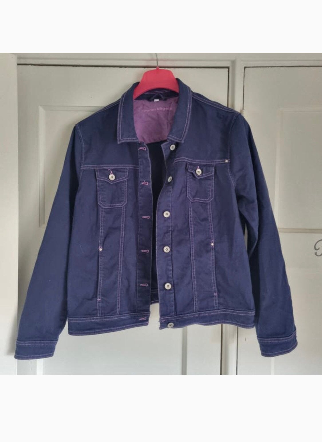 Spijkerjasje mt 44 46 als nieuw! Donkerblauw denim, Ophalen of Verzenden, Nieuw, Maat 42/44 (L), Blauw