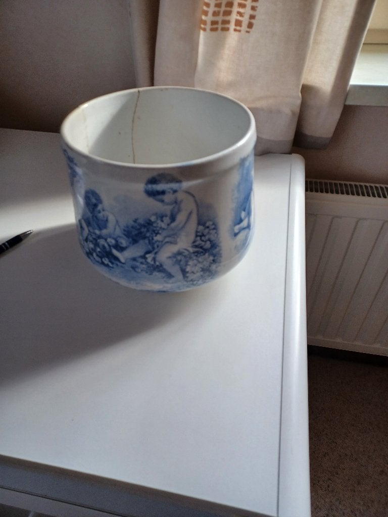 bloempot blauw, Gebruikt, Rond, Binnen, Ophalen of Verzenden