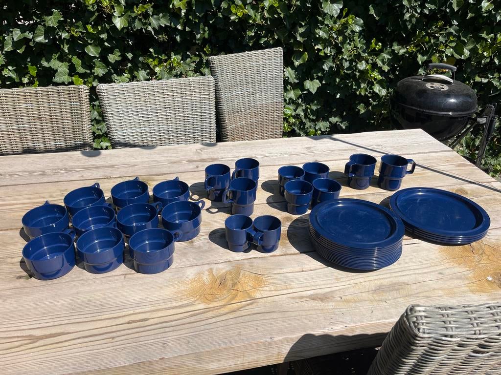 Campingservies Coppia en Mepal donkerblauw - incomplete set, Ophalen of Verzenden, Gebruikt