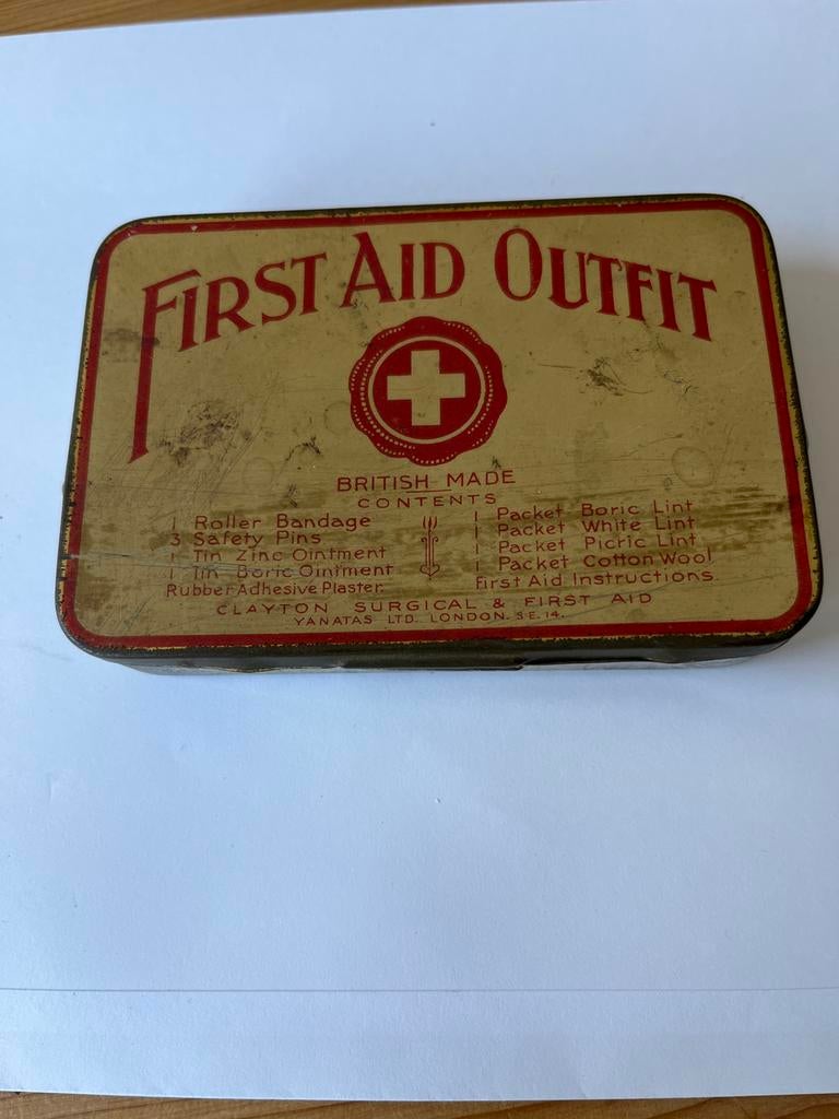 First Aid Outfit metalen blik U.K. Jaren 40, Ophalen of Verzenden, Gebruikt