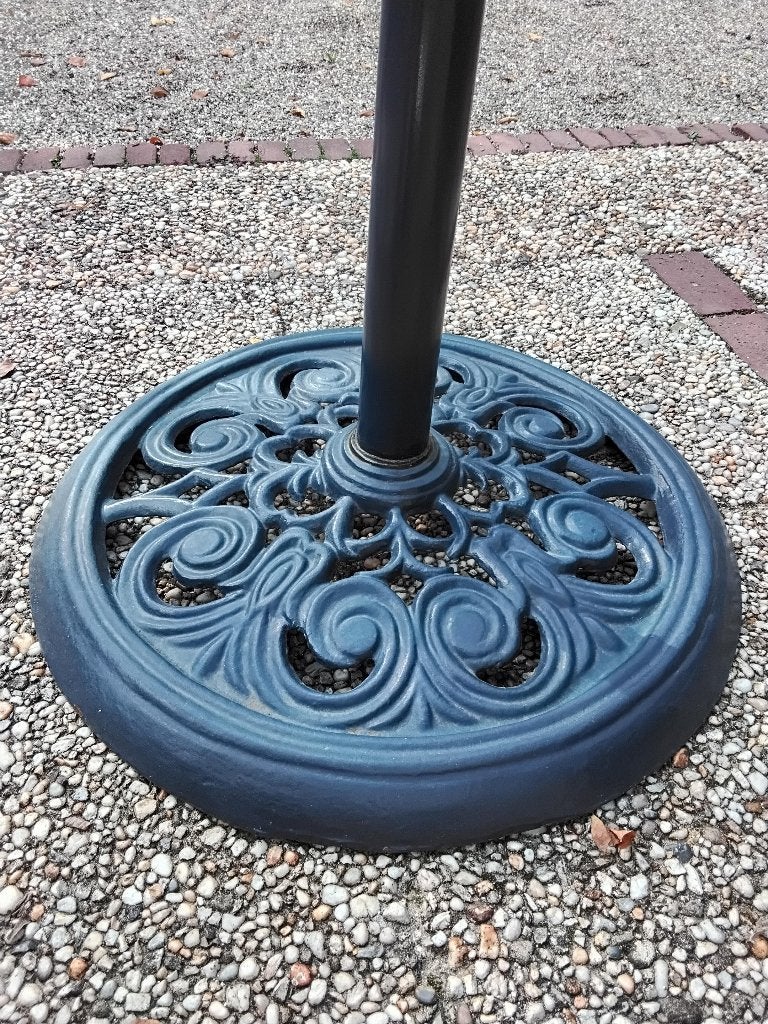 Gietijzeren parasolvoet blauw, Tuin en Terras, Ophalen, Gebruikt