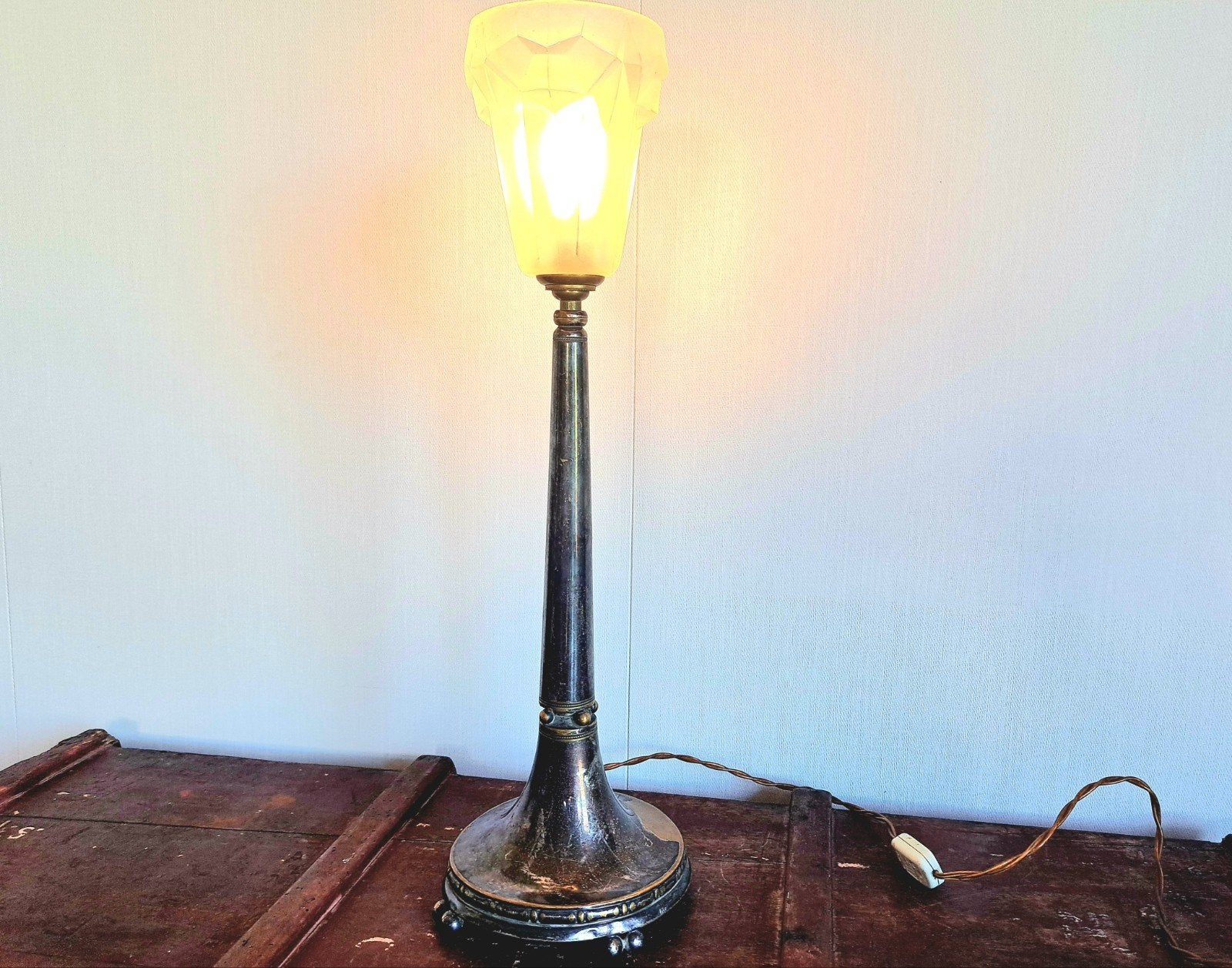 Antieke Art Nouveau Tafellamp met LED-lamp, Antiek en Kunst, Antiek | Lampen, Ophalen of Verzenden