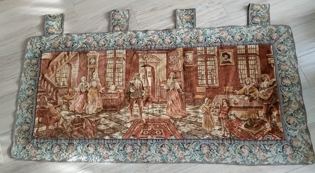 Wandkleed gobelin thema huiselijk tafereel 18e /19e eeuw, Antiek en Kunst, Ophalen of Verzenden
