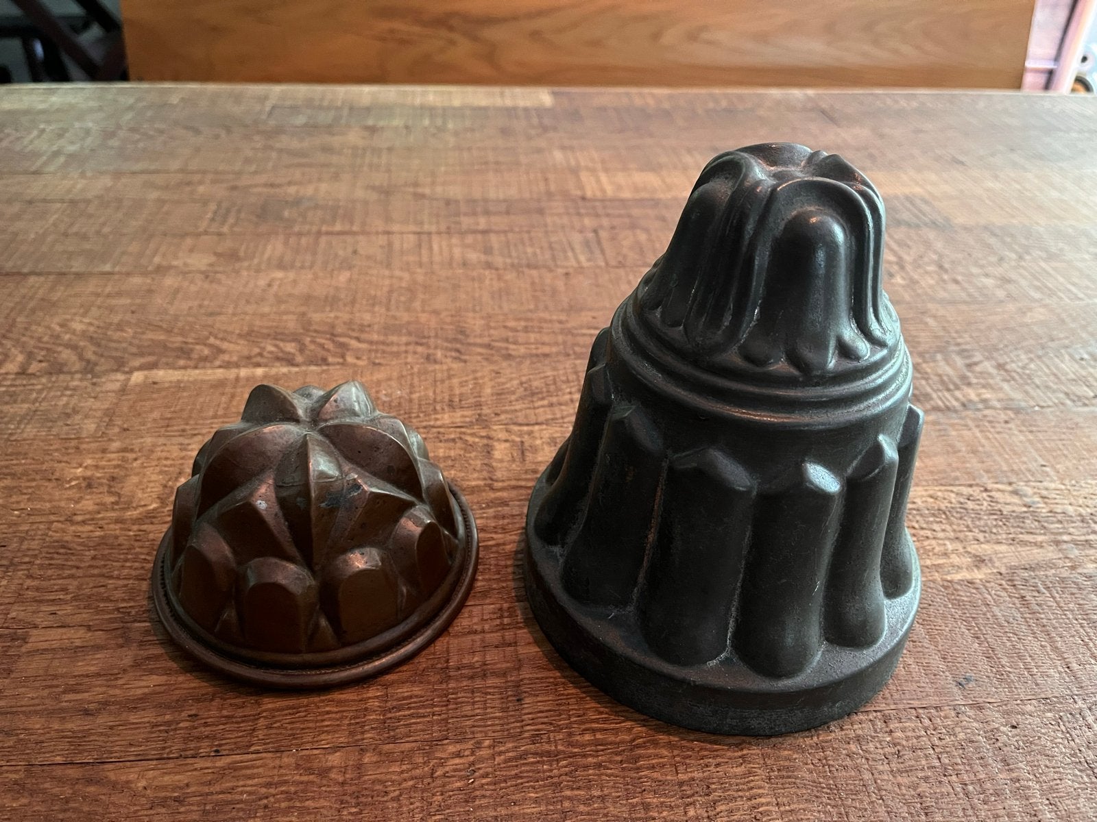 Antieke koperen puddingvormen - set van 2, Ophalen of Verzenden