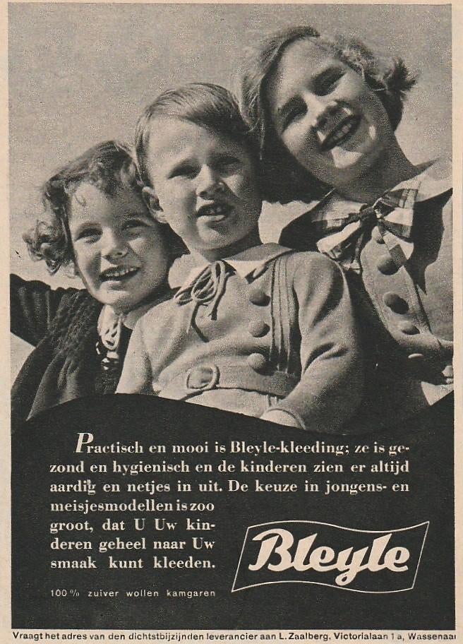 Retro reclame 1936 Bleyle kindermode jongetje & meisjes, Verzenden, Overige typen