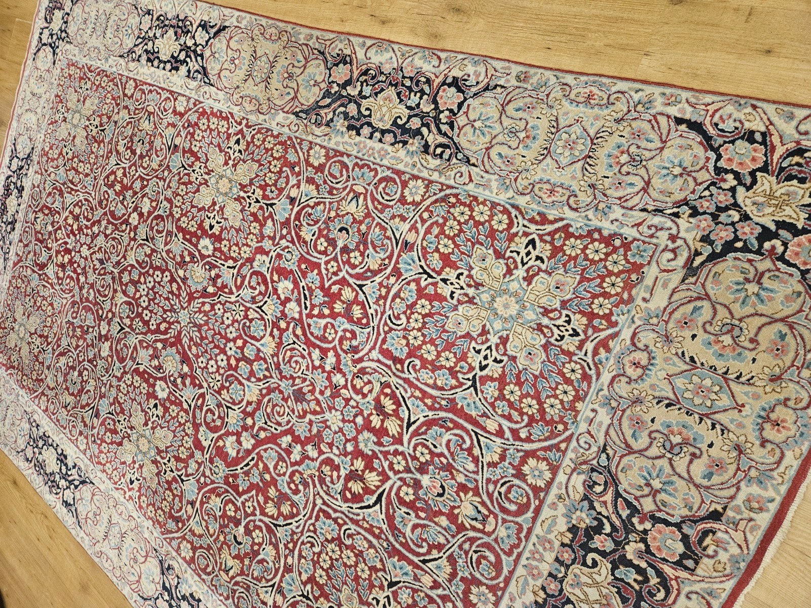 Vintage handgeknoopt perzisch yazd 312x195, Info@SlatsAntiek.nl, Tweedehands, Perzisch, Ophalen of Verzenden