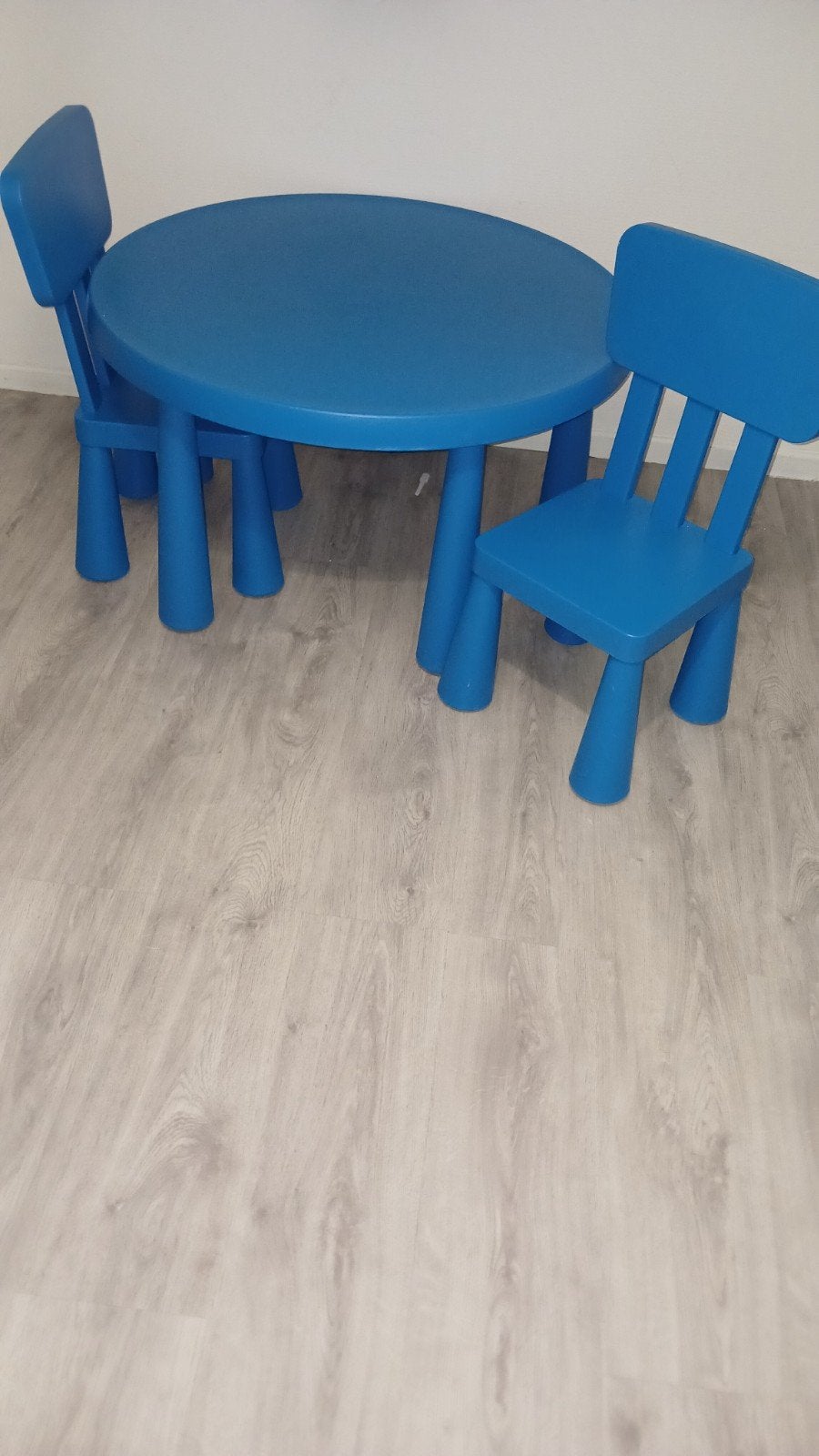 IKEA MAMMUT tafel met 2 stoelen - blauw, Ophalen