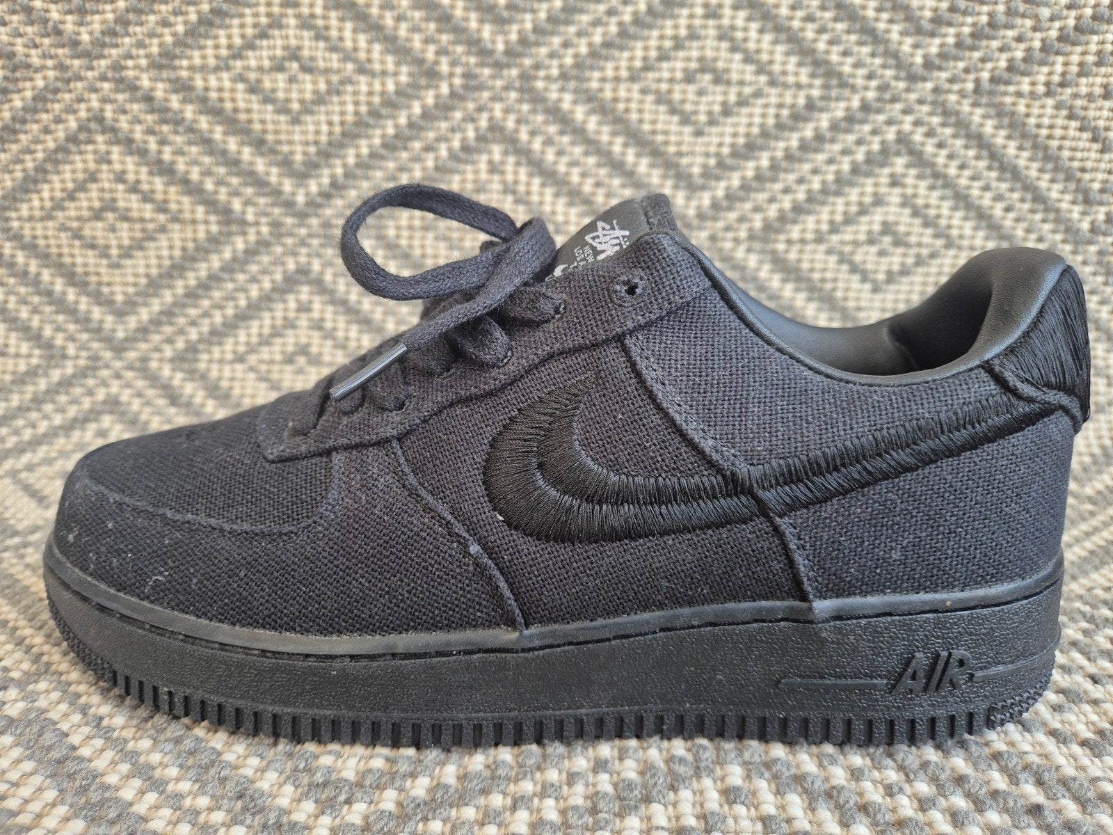 Nike Air Force 1 Low Stussy Black 43, Zwart, Nike, Ophalen of Verzenden, Sneakers of Gympen