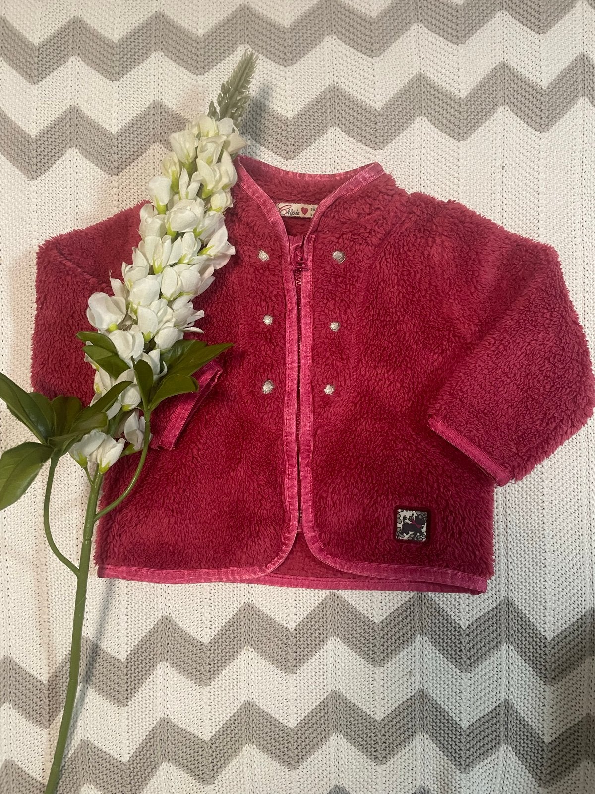 Hardroze fleece vestje/jasje van Chipie, maatje 80/86, Ophalen of Verzenden, Gebruikt, Meisje, Jasje