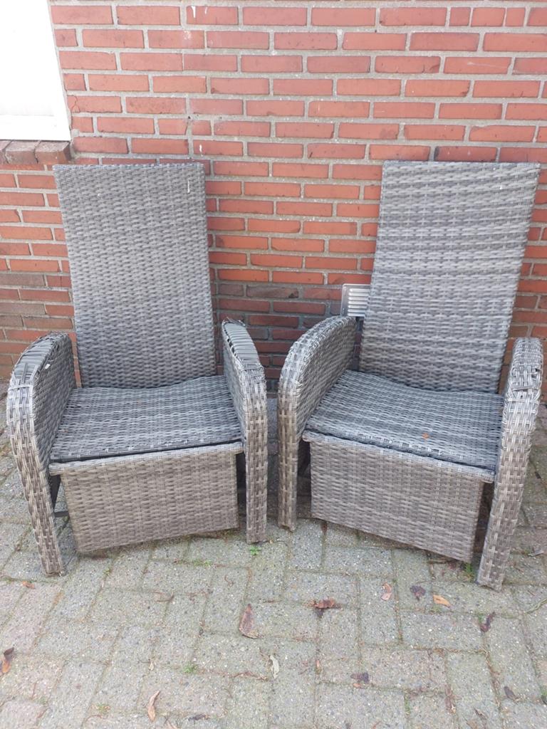 Gratis af te halen in Roswinkel 2 verstelbare stoelen, Ophalen of Verzenden, Gebruikt, Aluminium