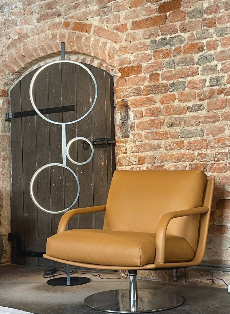 SALE Leolux Kudo draaifauteuil Ceras Brandy, Ophalen, Nieuw, 75 tot 100 cm, Leer