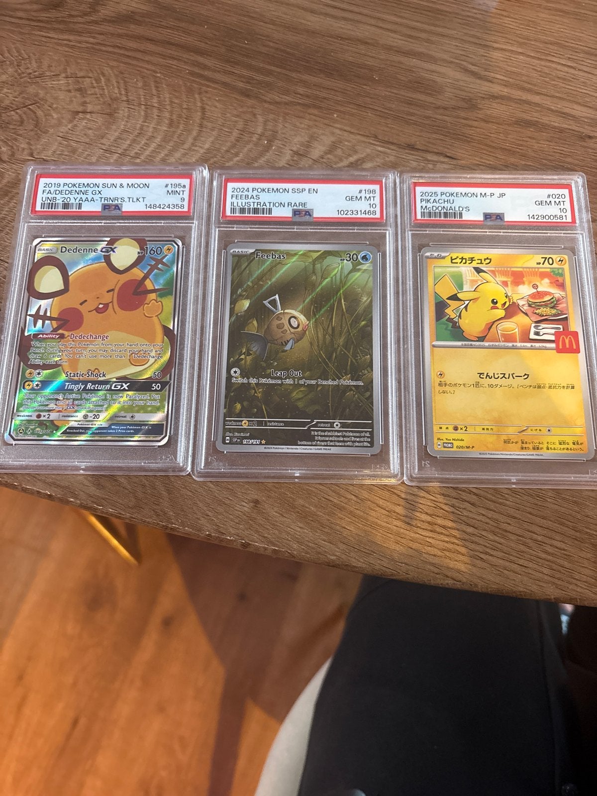 PSA/GEM MT Pokémon Kaarten: Dedenne GX, Feebas, Pikachu, Ophalen of Verzenden, Zo goed als nieuw, Meerdere kaarten
