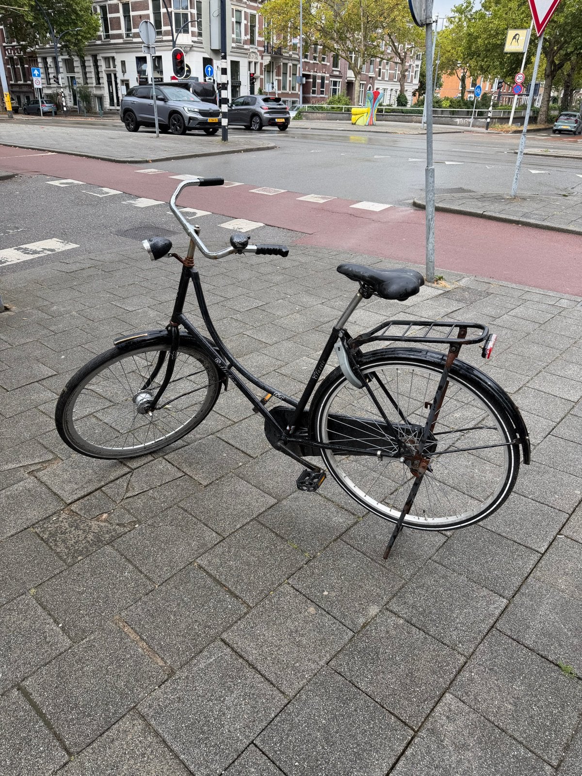 Zwarte omafiets, Terugtraprem, Ophalen, Overige merken, 53 tot 56 cm