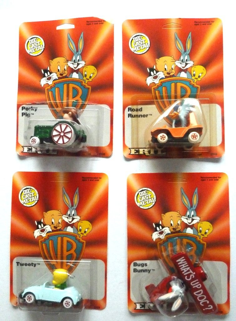 Warner Bros 4 x ERTL  1988 Bugs-Porky-Tweety- Road Runner, Ophalen of Verzenden, Zo goed als nieuw, Film, Beeldje, Replica of Model