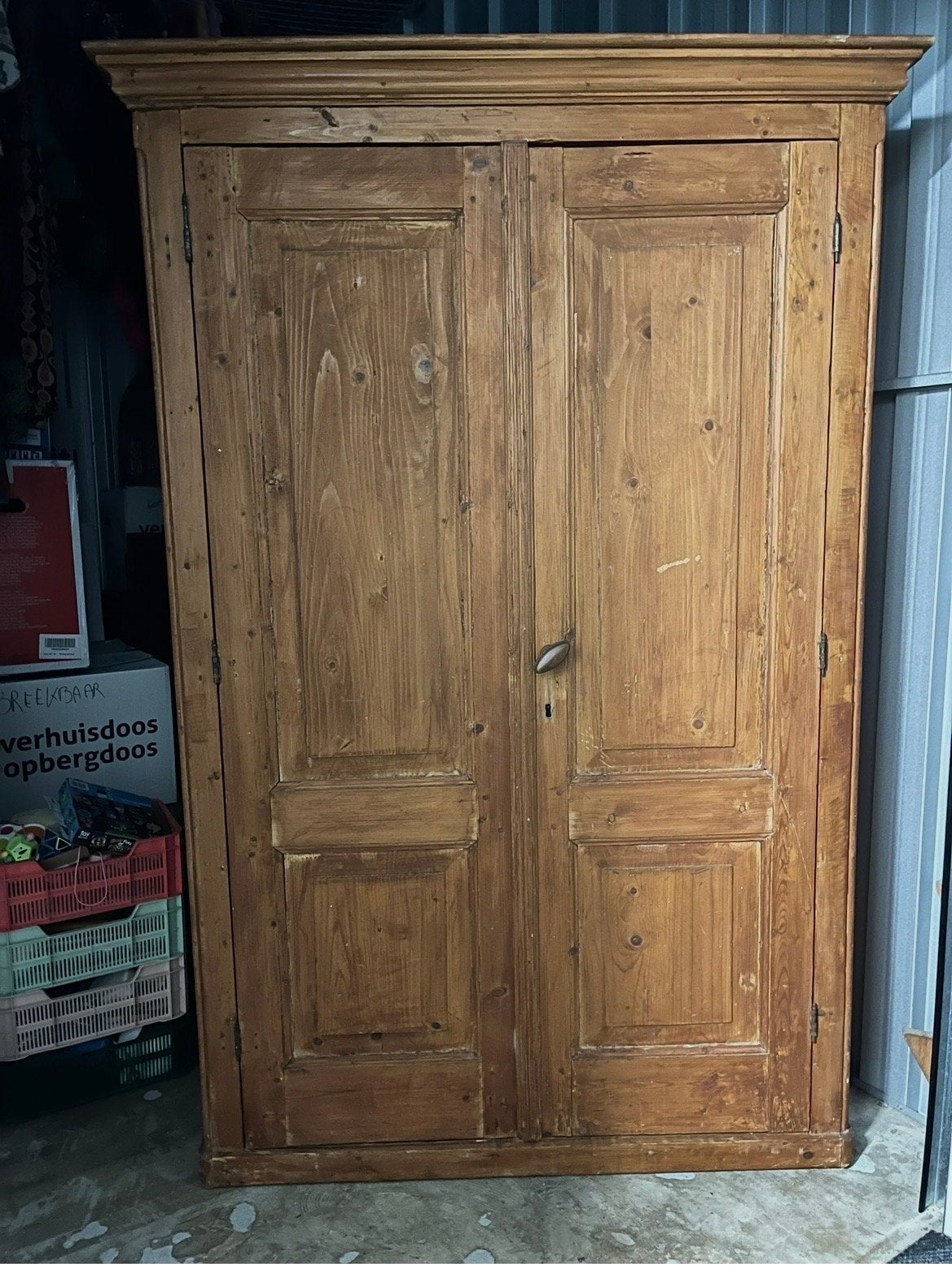 Authentieke antieke bedsteekast / linnenkast, Antiek en Kunst, Ophalen