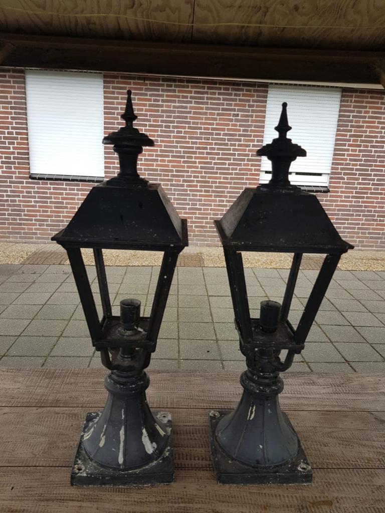 Te Koop 2 aluminium tuinlantaarntjes, Ophalen, Gebruikt, Minder dan 50 watt, Staande lamp