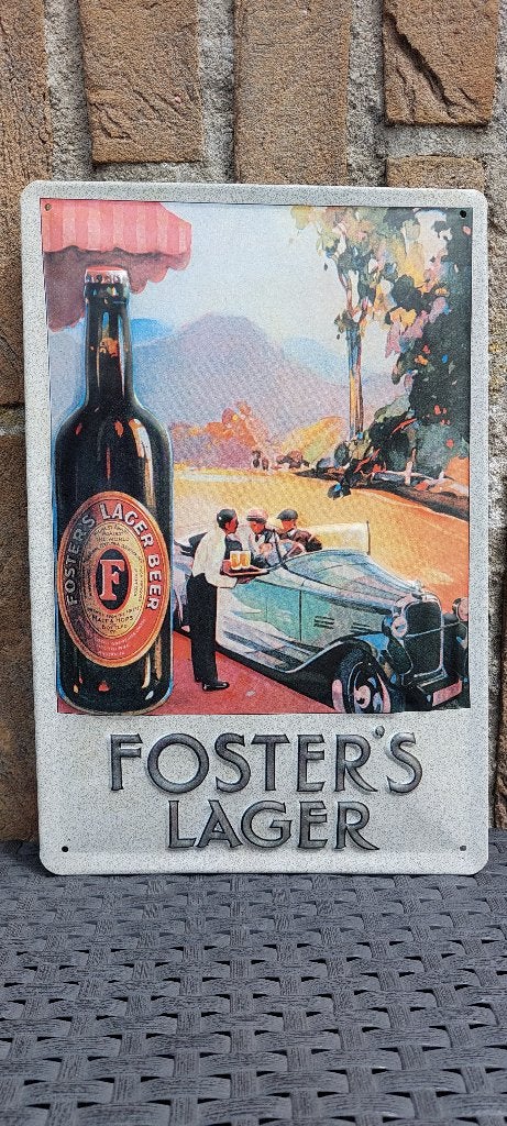 Reclamebord Foster's Lager (bier), Verzamelen, Ophalen of Verzenden, Nieuw, Reclamebord, Plaat of Schild, Overige merken