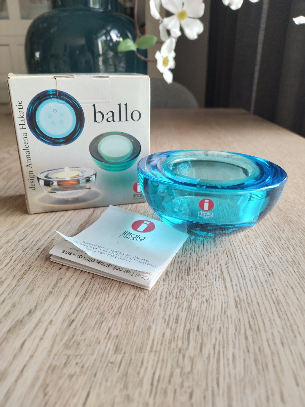 Set van 3 Iittala Ballo waxinelichthouders - Turquoise, Blauw, Waxinelichthouder, Ophalen of Verzenden, Iittala