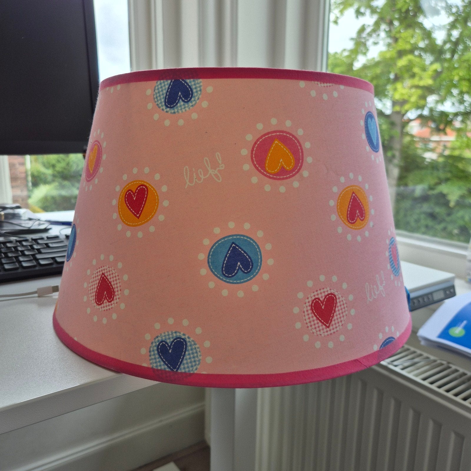 Roze Lief lampenkap,, Rond, Zo goed als nieuw, Kinderlijk, Speels, Vrolijk, Minder dan 25 cm