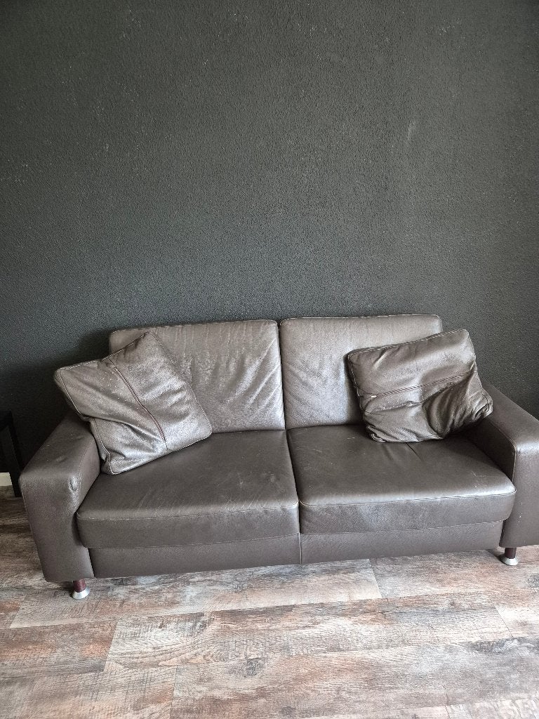 Leren bankstel in Spijkenisse, Huis en Inrichting, Banken | Bankstellen, Ophalen, Gebruikt, Minder dan 75 cm, 150 tot 200 cm