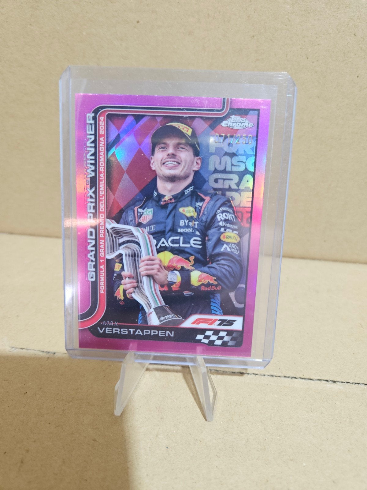 99 max verstappen /250 pink refractor Topps chrome f1 2025, Ophalen of Verzenden, Nieuw, Plaatje
