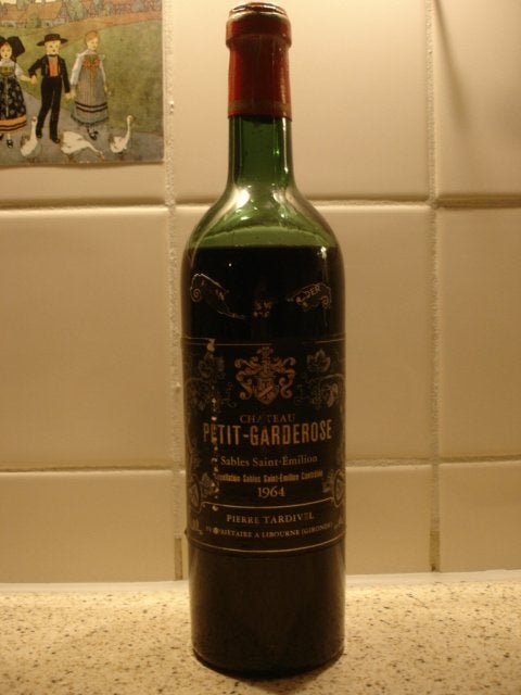 Château Petit-Garderose 1964, Sables Saint-Émilion, Ophalen, Frankrijk, Zo goed als nieuw, Rode wijn