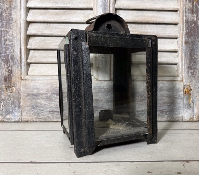 Antieke Franse metalen lantaarn / kandelaar, Ophalen of Verzenden, Overige materialen