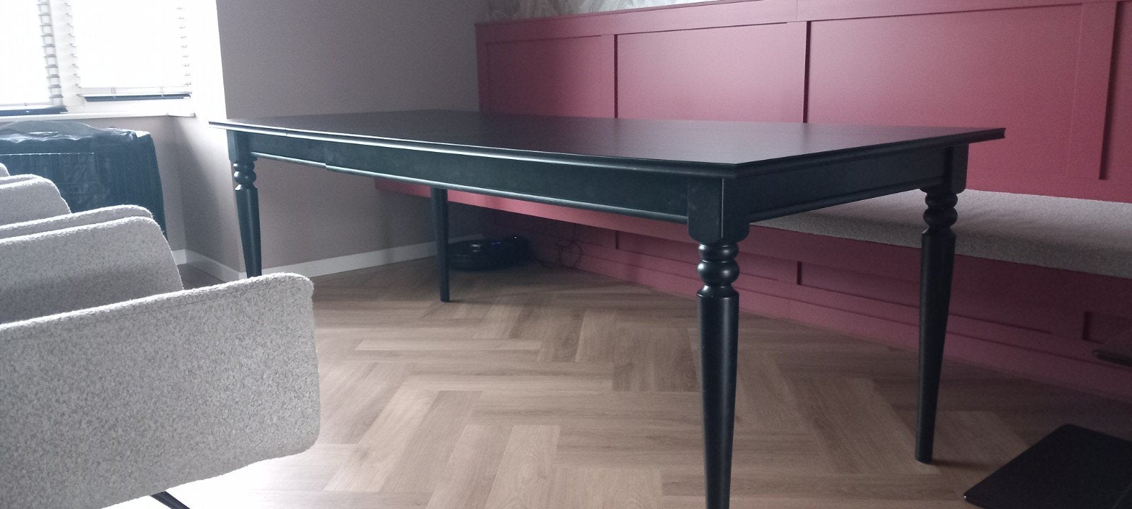 IKEA ROSENTORP uitschuifbare eettafel zwart, Ophalen, Klassiek, 50 tot 100 cm, Zo goed als nieuw