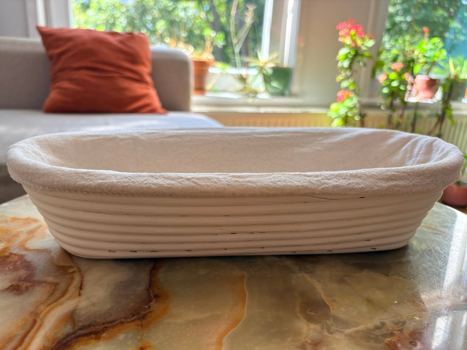 Rijsmand met stof voor brood (30 cm), Beige, Overige typen, Ophalen of Verzenden, Natuurlijk materiaal